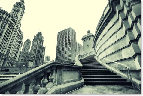 Steps To Mega City Chicago. Black & White photos of Chicago.