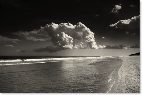Black and white beach photography: Nautical photos. Cloud reflection at Marconi beach.