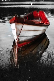 Black and White Photography - Red Boat fine art print