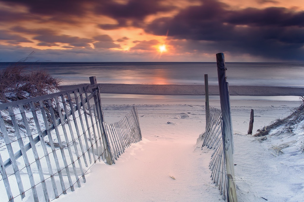 Beach Entrance Winter Sunrise. It was stunning windy sunrise at the Nauset beach, Orleans, Massachusetts today. Dapixara Cape Cod photo art for sale https://dapixara.com