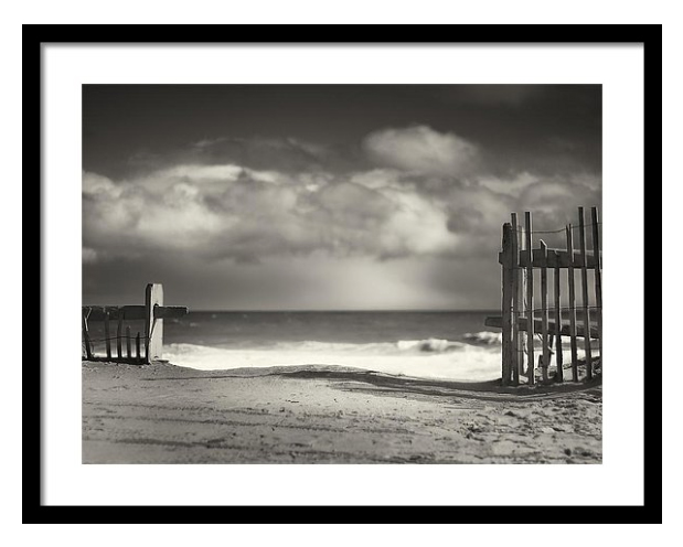 Black-and-white-photography-Framed-Prints-Beach-Fence-1 Beach Fence” Order Sepia Framed Print from dapixara.com