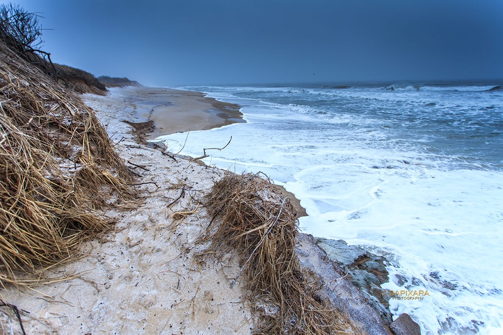 coast guard beach after winter storm January 21, 2019. Coastal erosion efects at Coast Guard beach, Cape Cod National Seashore. © Dapixara
