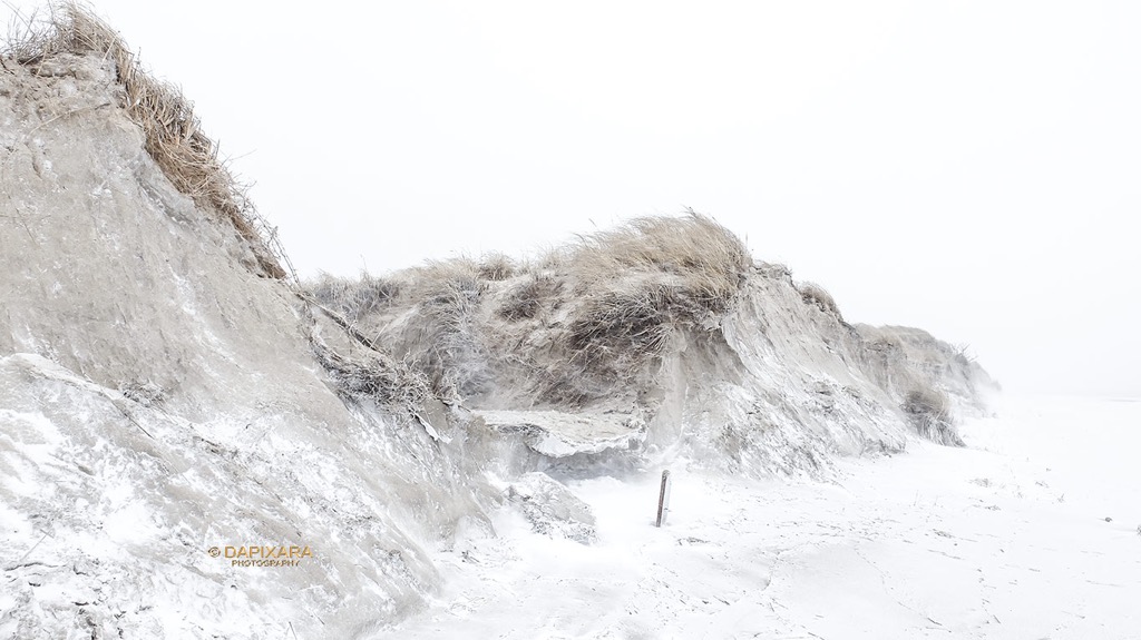Wind and waves leaves damage behind at Duck Harbor beach entrance, during 2019 winter storm. © Dapixara Cape Cod photography and News.