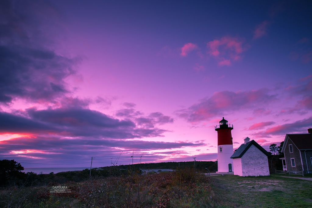 Today's sunrise: First light on Nauset Lighthouse. Cape Cod National Seashore photos by Dapixara. https://dapixara.com