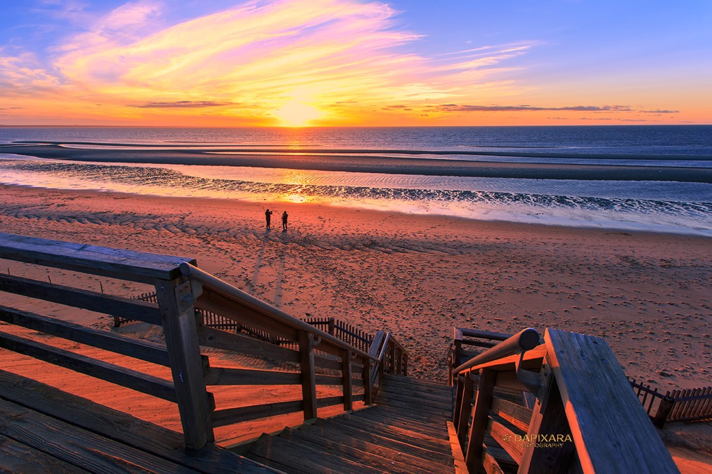 First sunset of 2019.  Thumpertown beach, Eastham, Cape Cod. © Dapixara Cape Cod beach photography.