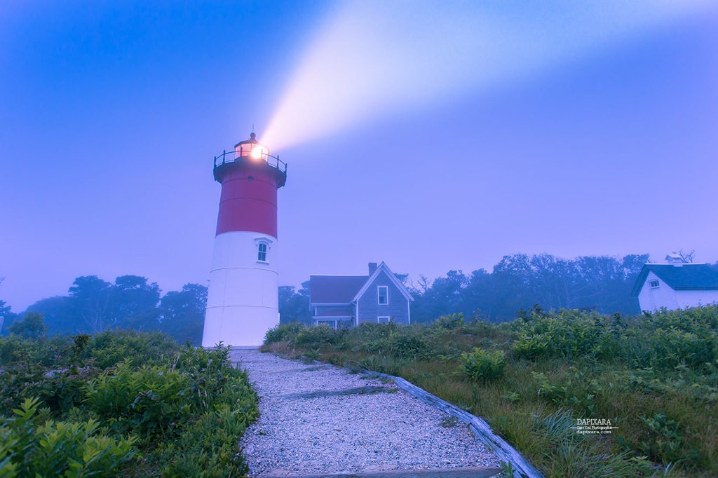 Nauset Lighthouse. A little foggy this morning at the Nauset Lighthouse. Located in Eastham, Massachusetts. Photo by Dapixara https://dapixara.com