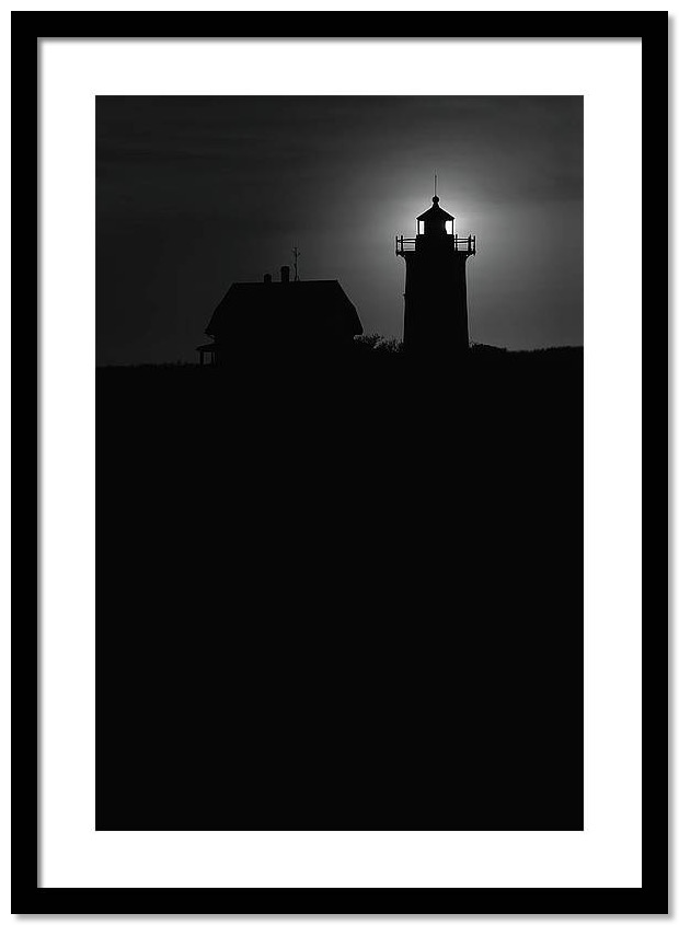 framed black and white photography race point lighthouse.