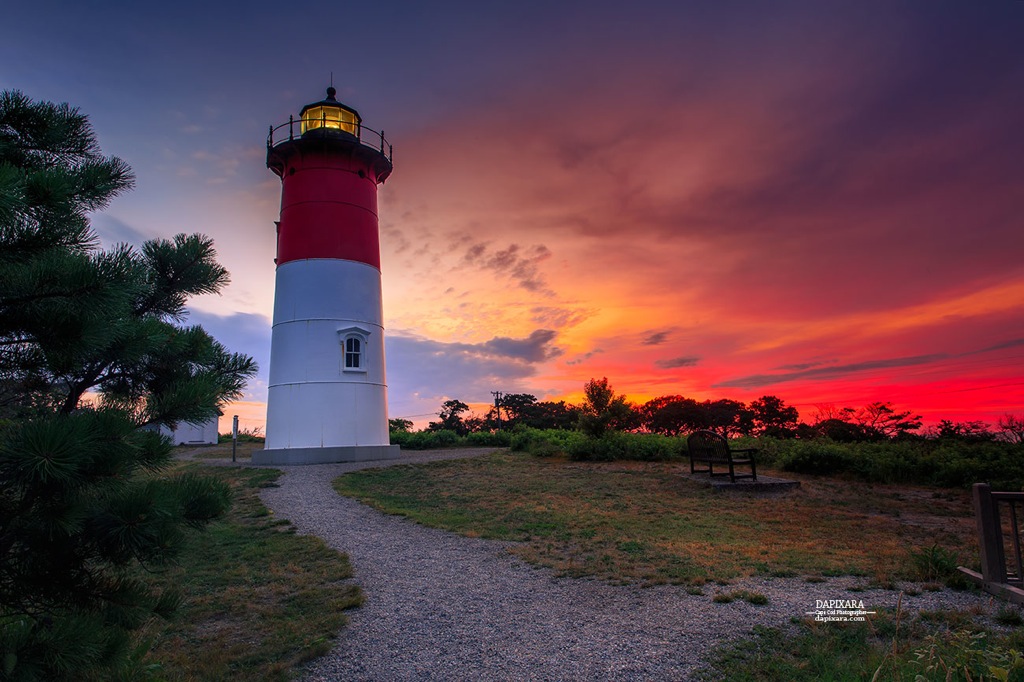 August 3, 2017 - Sunrise Over Nauset Lighthouse On Cape Cod National Seashore. Photo by Dapixara. https://dapixara.com