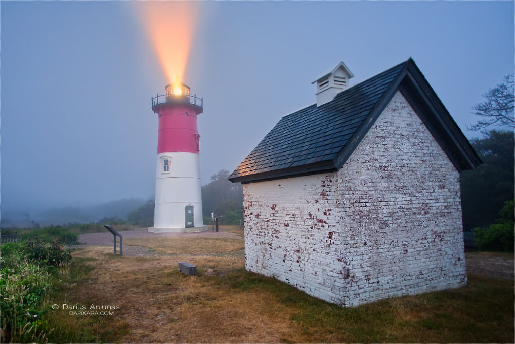 Spectacular fog today at Nauset Lighthouse!  Nauset Light, Eastham, Cape Cod National Seashore.. Cape Cod today!