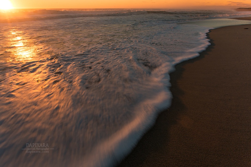 Ocean Waves Rush In At Sunrise. Nauset beach, Cape Cod. Dapixara photography https://dapixara.com