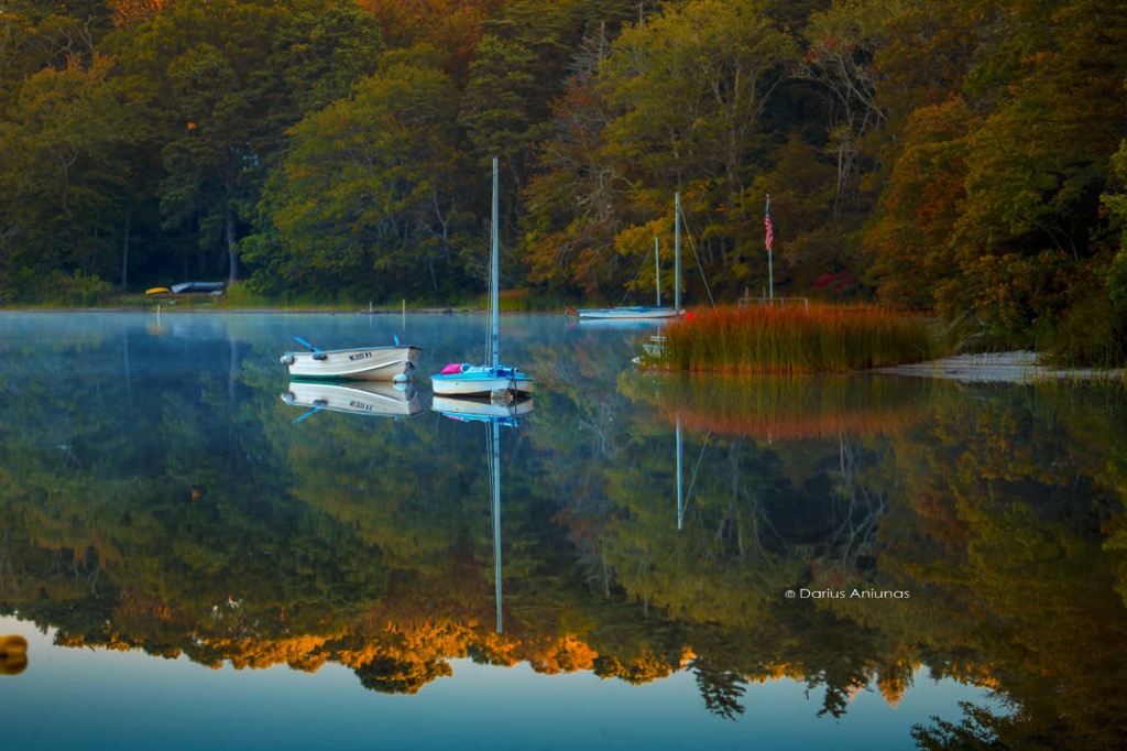 Crystal Lake Boat reflections, Orleans, Cape Cod, MA.