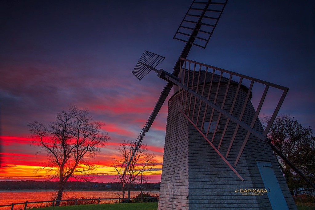Today's Shot: The Orleans, Massachusetts Windmill at sunrise. Orleans, Cape Cod, Windmill. November8, 2018. © Dapixara.
