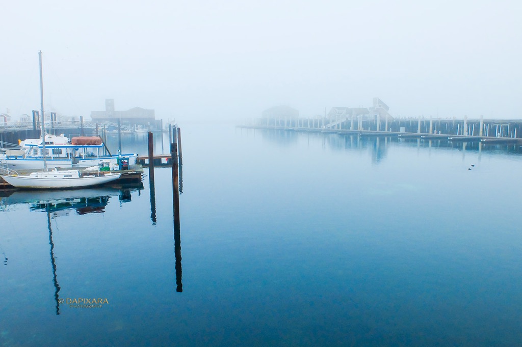 Provincetown, Cape Cod. Mystical dense fog on the Provincetown Harbor today (December 15, 2018).  Fog in Provincetown, Massachusetts.  © Dapixara Cape Cod pictures.