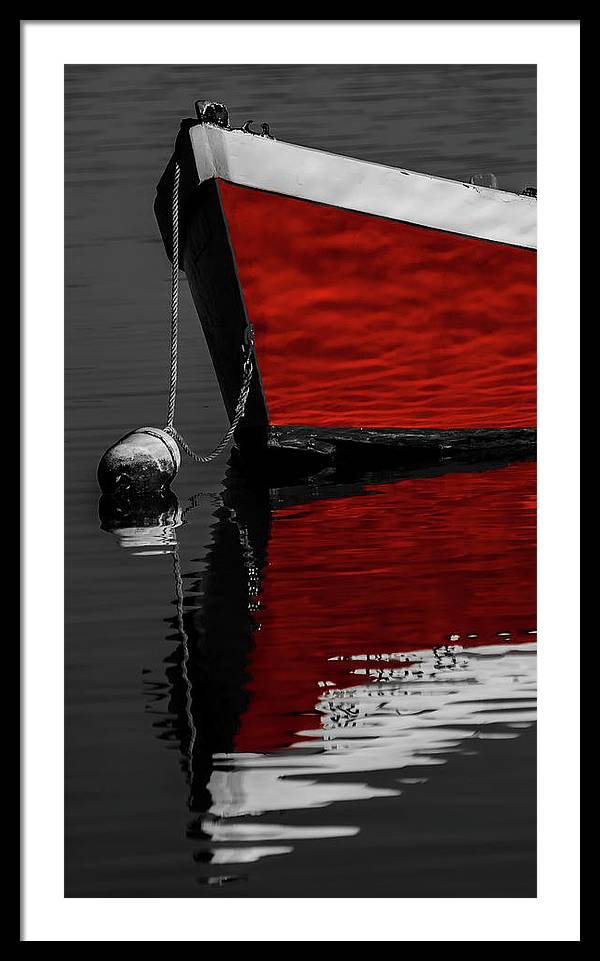 Red Boat black and white framed print by Dapixara