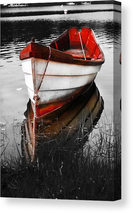 Red Boat Black and white art on canvas Dapixara