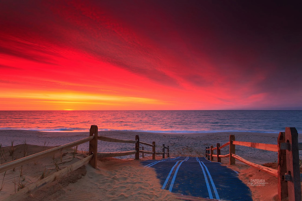 Red sky in morning, sailors warning. Today's Ocean sunrise at Nauset beach… a beautiful red sky before rain. © Dapixara photography https://dapixara.com