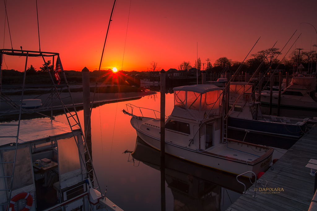 After the rain, the first real sunrise in days.  Rock Harbor, Orleans, Cape Cod. Check cool sharks & fishing clothing by DAPIXARA.