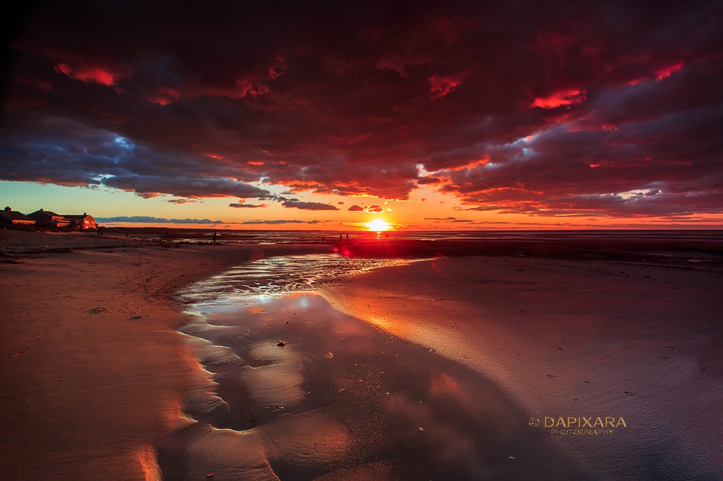 Striking beautiful sunset clouds at Skaket beach in Orleans, Cape Cod. © Dapixara Cape Cod photography
