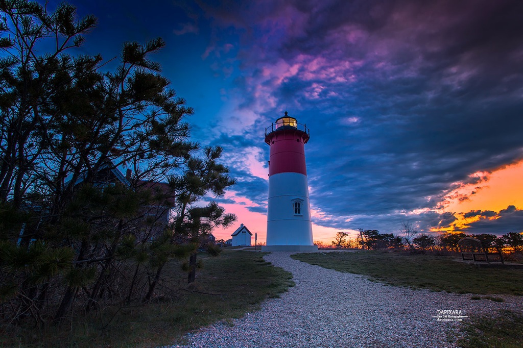 Marvelous clouds and sunrise Today at Nauset Lighthouse, Eastham, Cape Cod National Seashore. Photo by Cape Cod photographer Dapixara https://dapixara.com