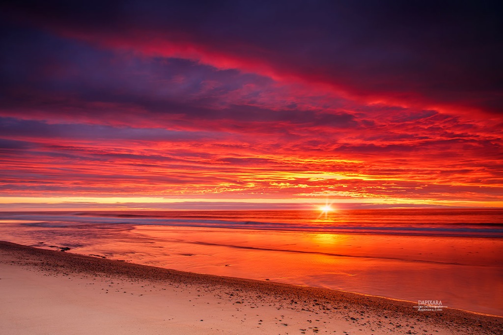 Orleans, Massachusetts. Wicked sunrise today over Nauset Beach in Orleans Cape Cod. Photo by Dapixara