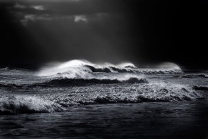 Atlantic Ocean Waves black and white art print by Dapixara