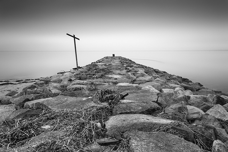 Black and white Atlantic Ocean photograph by Dapixara.