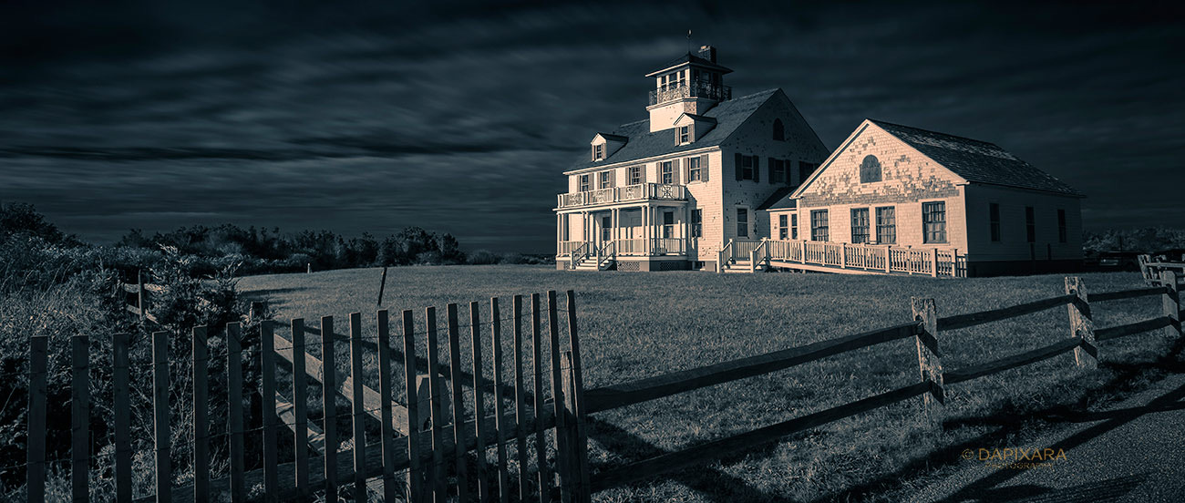 Coast Guard Station at Cape Cod National Seashore. Black and white photography print.