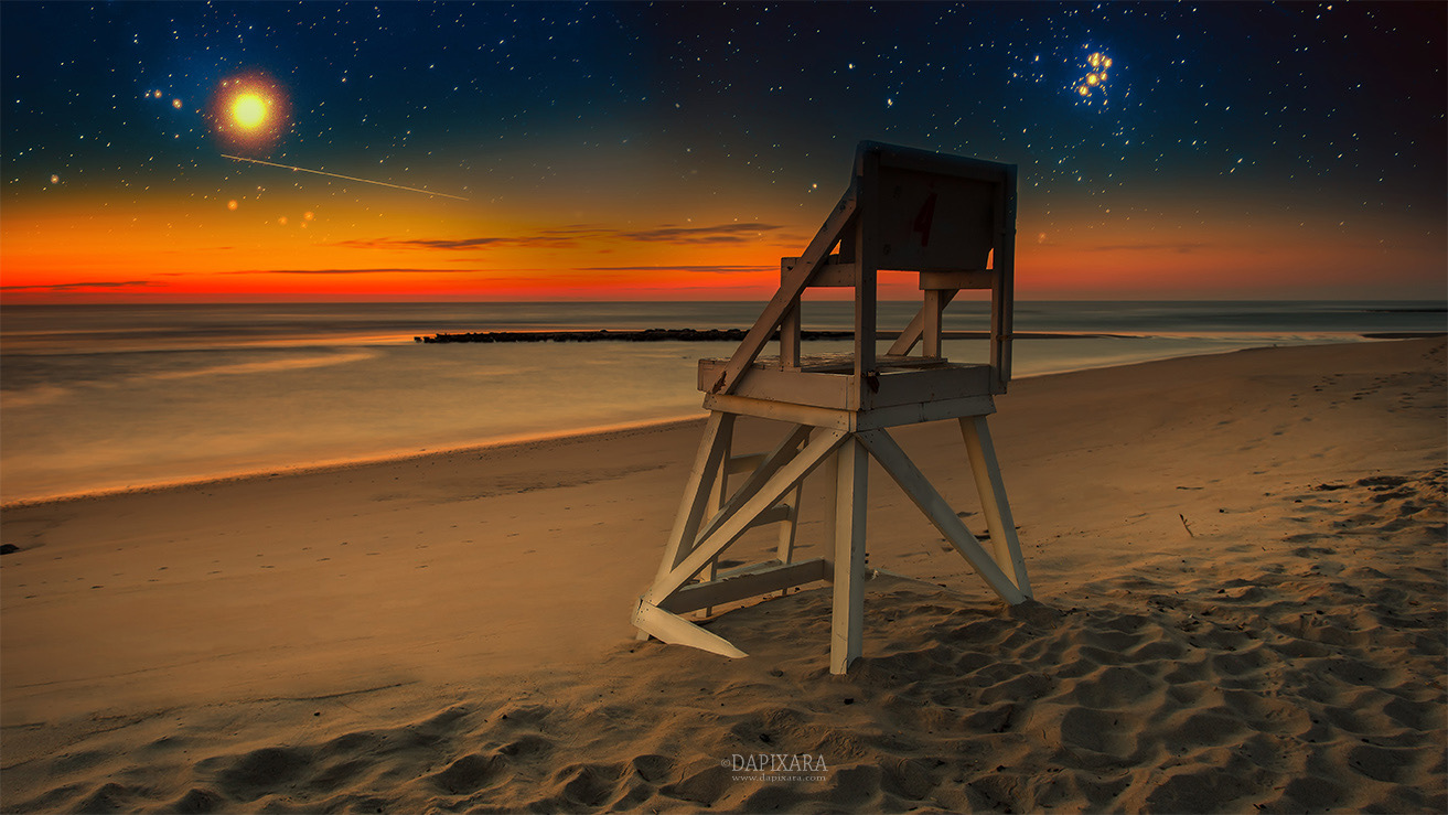 Starry Night Coast Guard Beach. Cape Cod night photography by Dapixara.