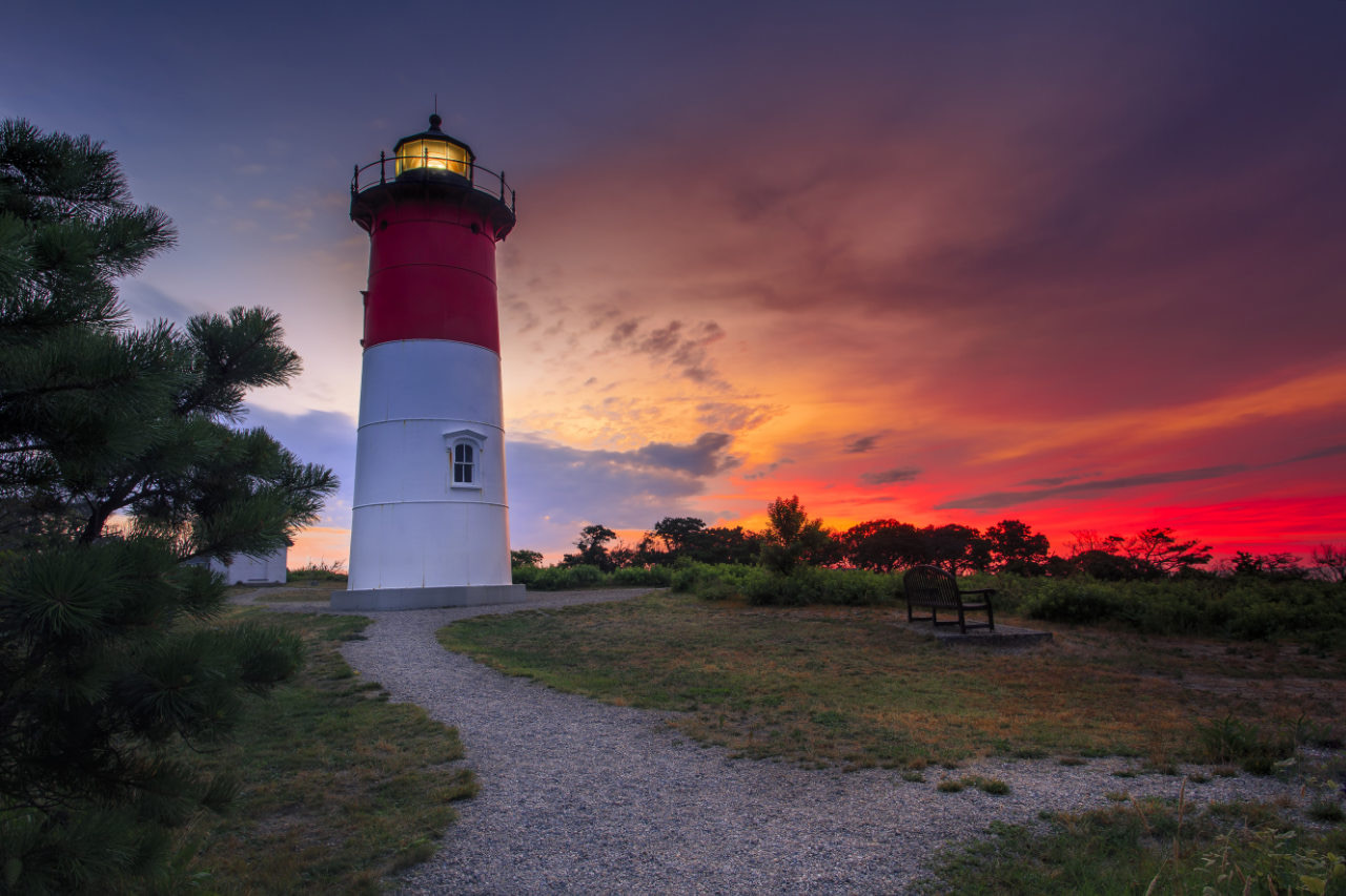 Landscape Photography Print Featuring the photograph Sunrise Over Nauset Lighthouse On Cape Cod National Seashore by Dapixara - D.A